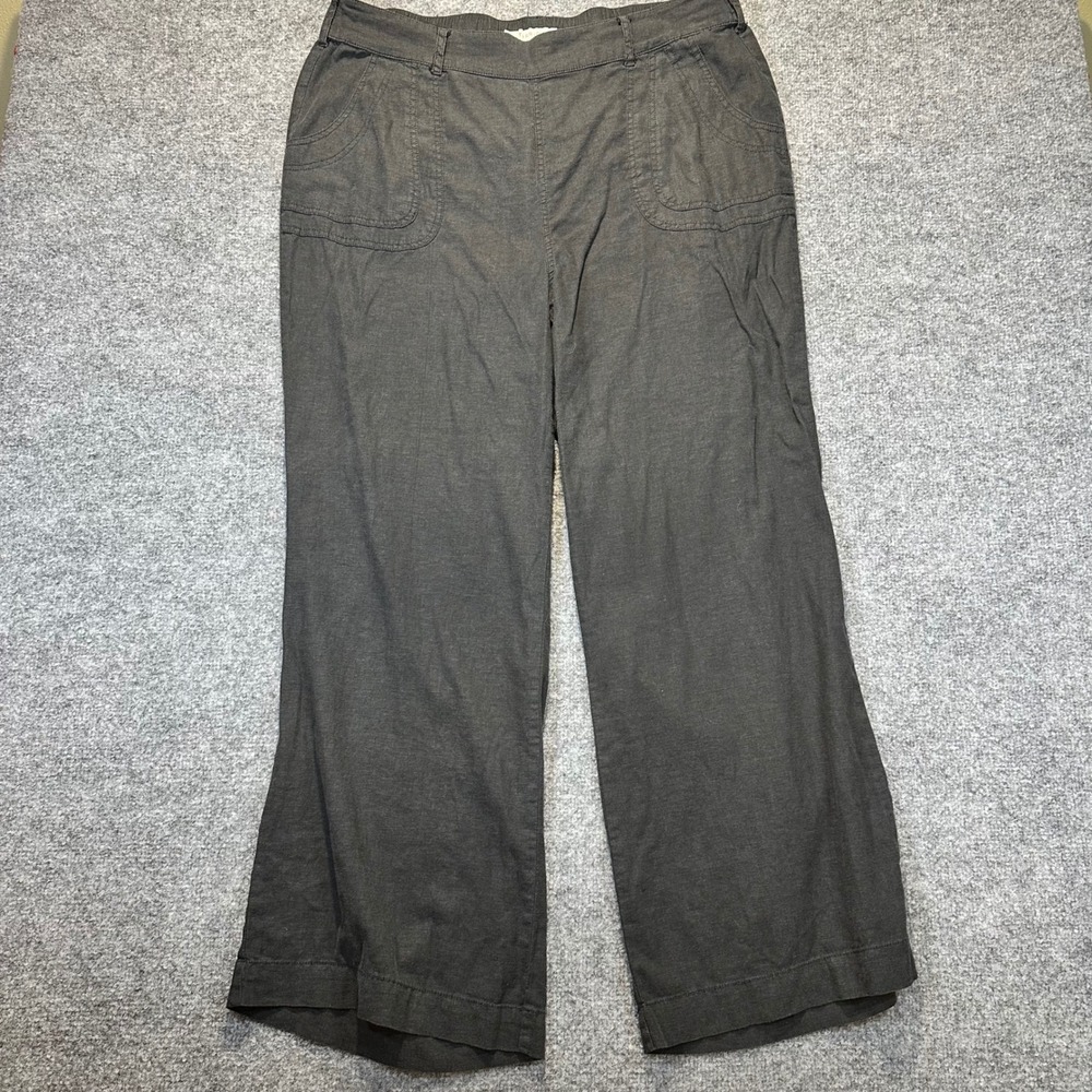Torrid Wide Leg Pants Women 14 Gray Linen Blend Casual Breezy Comfort